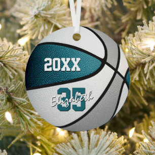 teal grey sports team colours basketball metal tree decoration