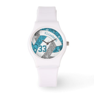 teal grey sporty girls custom volleyball watch