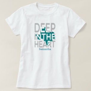 Teal & Grey State Cutout Deep in the Heart T-Shirt