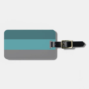 Teal, Grey Stripes Luggage Tag