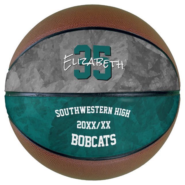 Teal grey team club school colours sports season  basketball (Front)