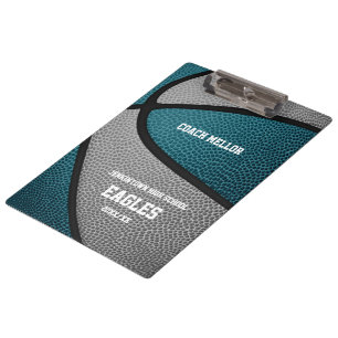 teal grey team colours basketball coach name clipboard