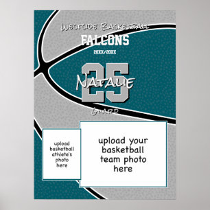 teal grey team colours basketball team photo poster