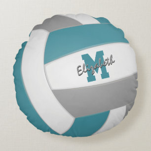 teal grey team colours kids volleyball room round cushion