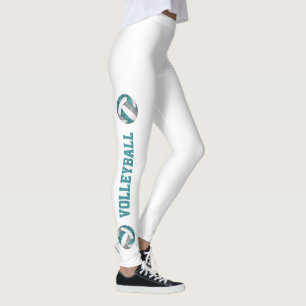 Teal grey team colours volleyballs w text up leg leggings