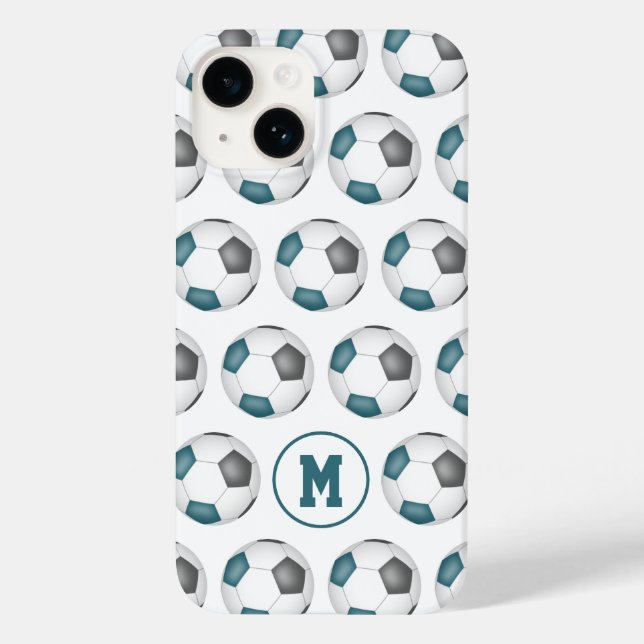 teal grey team sports colours soccer balls  Case-Mate iPhone case (Back)
