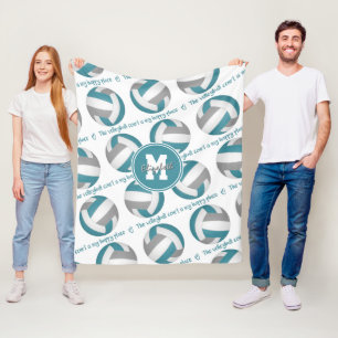 teal grey The volleyball court is my happy place Fleece Blanket