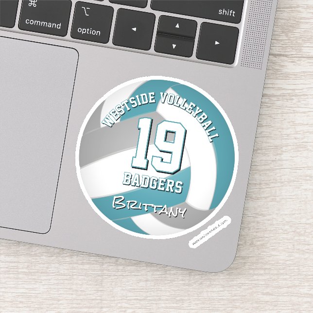 teal grey volleyball player girls boys team gifts (Detail)