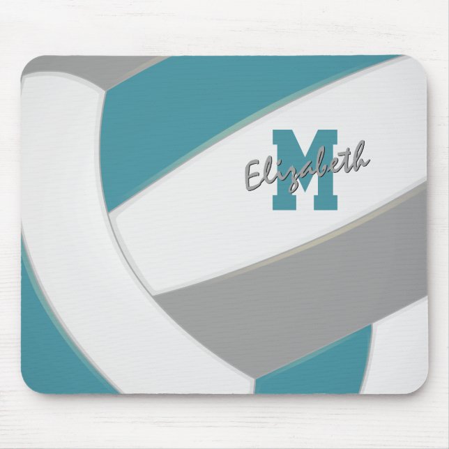 teal grey volleyball team colours girls boys mouse mat (Front)