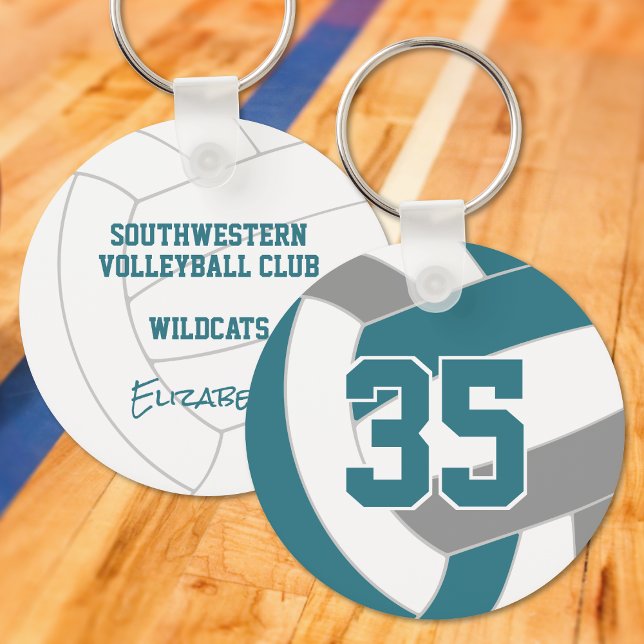 Teal grey volleyball team colours key ring (Creator Uploaded)