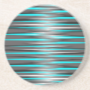 Teal, Grey, White, & Black Stripes Coaster