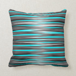 Teal, Grey, White, & Black Stripes Cushion