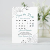 Teal Grey & White Simple Elegant Wedding Calendar