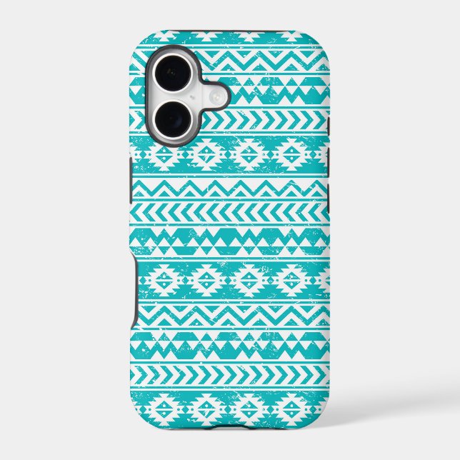 Teal Grunge Aztec Tribal Pattern (Back)