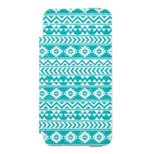 Teal Grunge Aztec Tribal Pattern Incipio Watson™ iPhone 5 Wallet Case