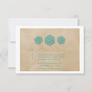 Teal Grunge D20 Dice Gamer Response Card