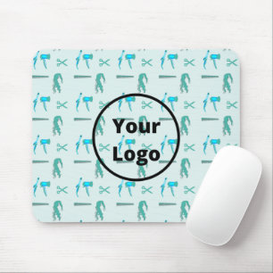 Teal hairdresser business pattern mouse mat