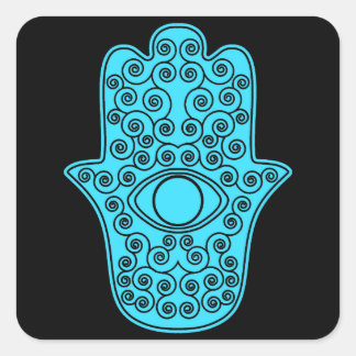 Teal Hamsa-Hand of Miriam-Hand of Fatima.png Square Sticker