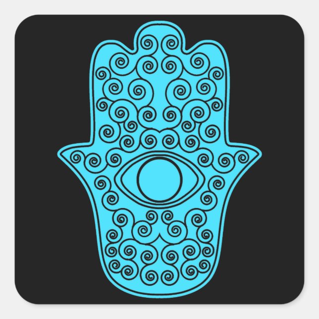 Teal Hamsa-Hand of Miriam-Hand of Fatima.png Square Sticker (Front)