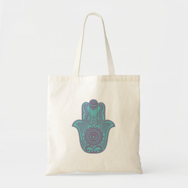 Teal Hamsa Tote Bag (Front)