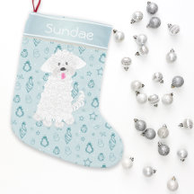 Teal Hand Drawn Bauble Maltese Dog•Custom