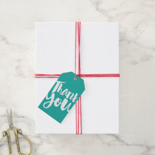 Teal Hand Lettering Calligraphy Thank You Gift Tag