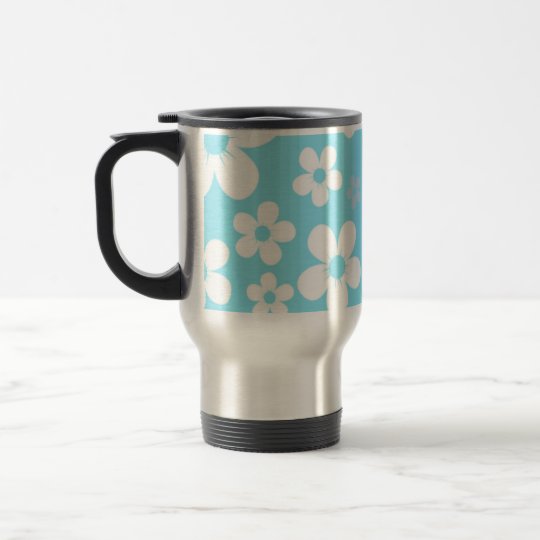 Teal Hawaiian Flower travel mug
