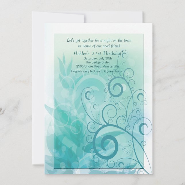 Teal Haze Invitation (Front)