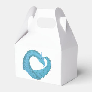 Teal heart dragon on white favour box