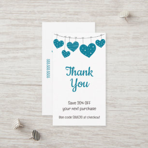 Teal Heart Garland Discount Card
