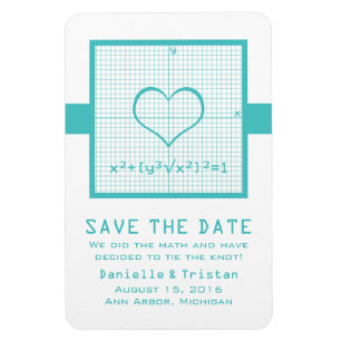 Teal Heart Math Graph Save the Date Magnet