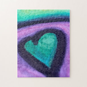 Teal Heart Painting Jigsaw Puzzle