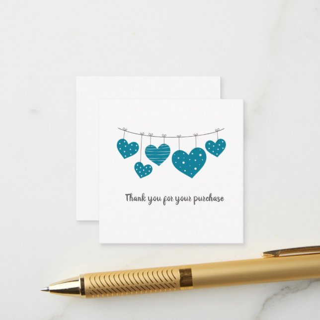 Teal Heart Thank You Card (Front/Back In Situ)