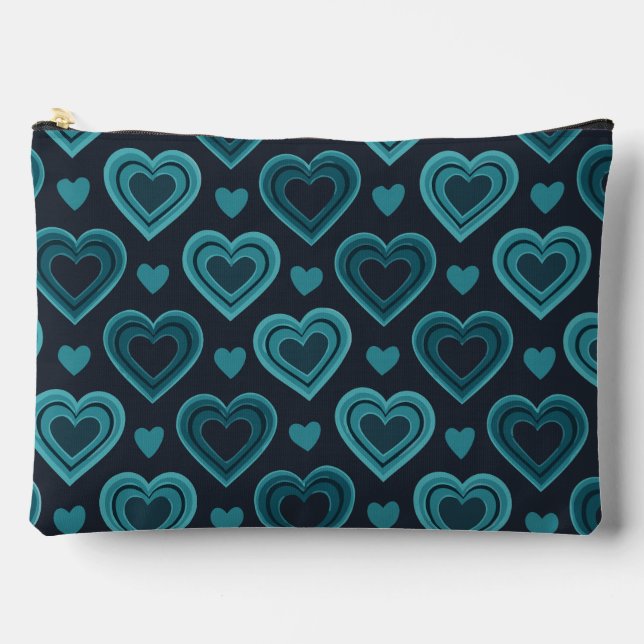 Teal Hearts Accessory Pouch (Front)