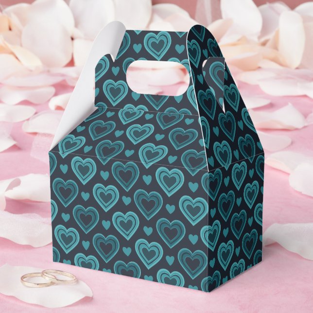 Teal Hearts Favour Box (Wedding)