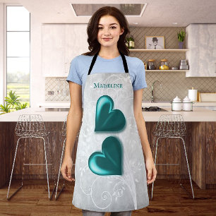 Teal Hearts Personalised Apron