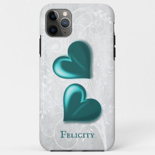 Teal Hearts Personalised Case-Mate iPhone Case