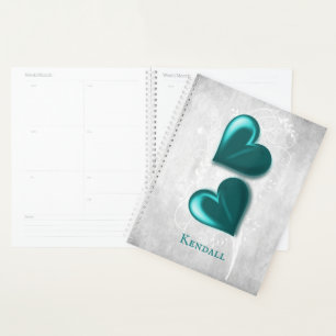 Teal Hearts Personalised Planner