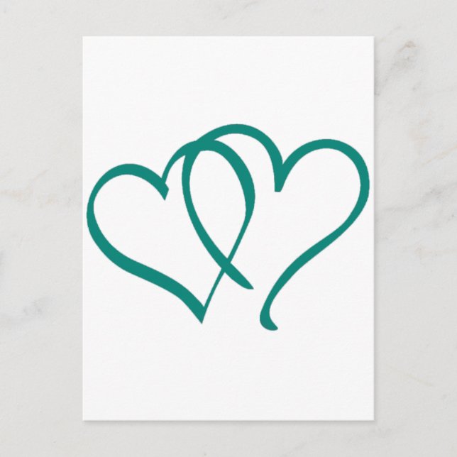 Teal Hearts Postcard (Front)