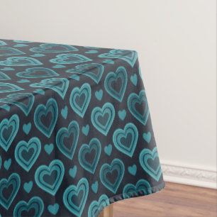 Teal Hearts Tablecloth