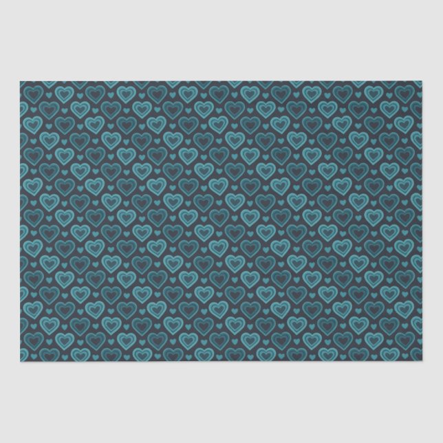 Teal Hearts Tissue Paper (Front)