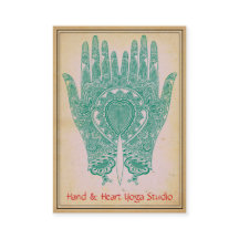 Teal Henna Hands Yoga Studio Business Card