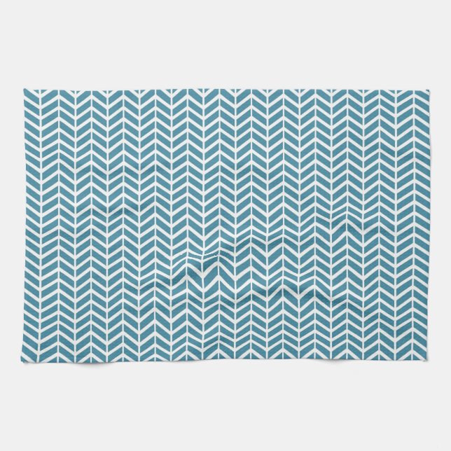 Teal Herringbone Tea Towel (Horizontal)