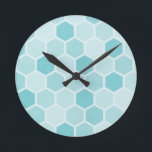 Teal Hexagons Round Clock<br><div class="desc">Repeating Teal Hexagon Pattern</div>