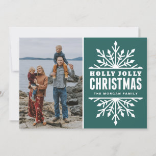 Teal Holly Jolly Christmas   Holiday Photo Card