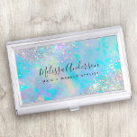 Teal Holographic Glitter Stone Business Card Holder<br><div class="desc">A stylish design for your business</div>