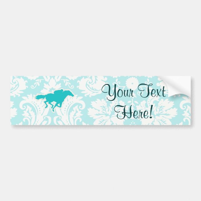 Teal Horse Racing Bumper Sticker (Front)