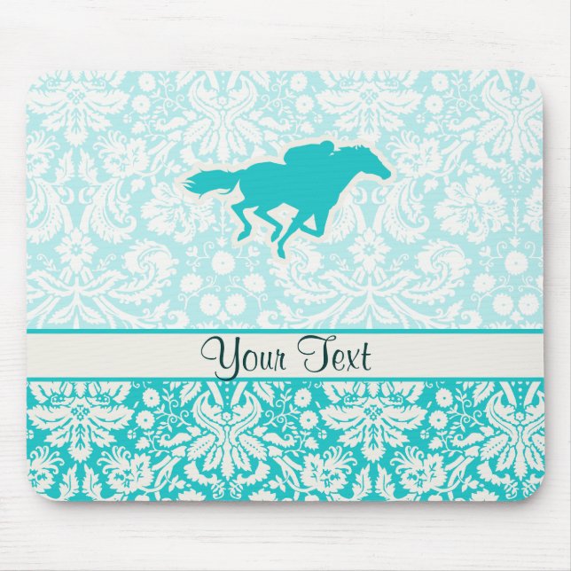 Teal Horse Racing Mouse Mat (Front)