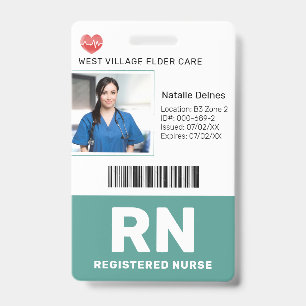 Teal Hospital Medical Employee Photo ID Badge