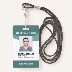 Teal Hospital Nurse Medical Employee Photo Company ID Badge